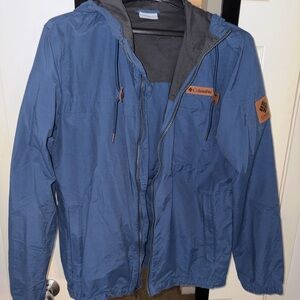Columbia Men's Blue Windbreaker Zip Up Hooded Jacket Size Medium